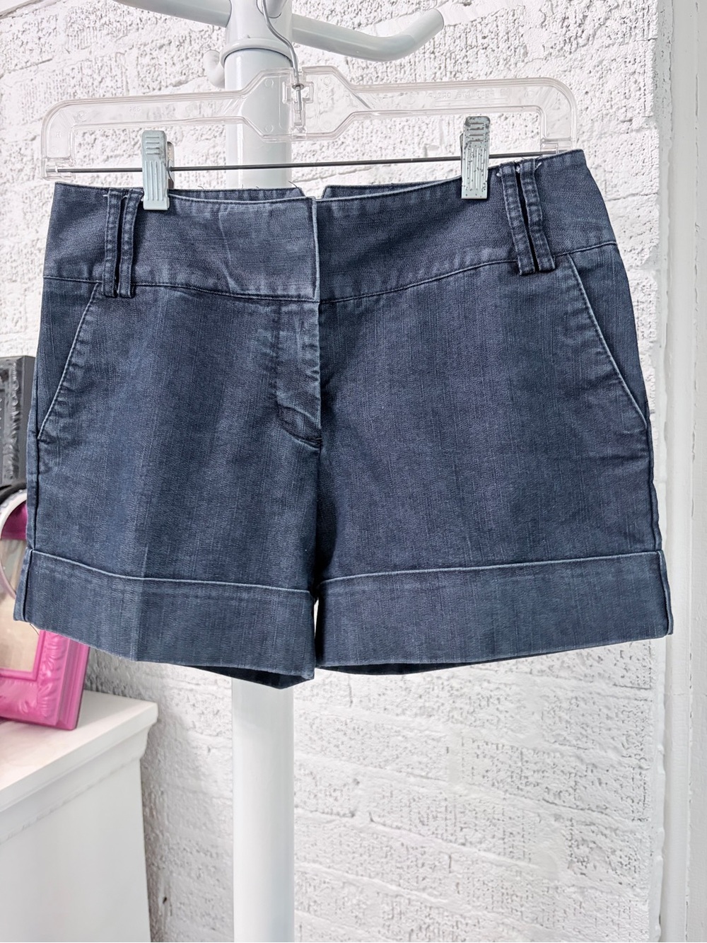 Express Dark Denim Shorts - Classic Cuffed Style trouser shorts